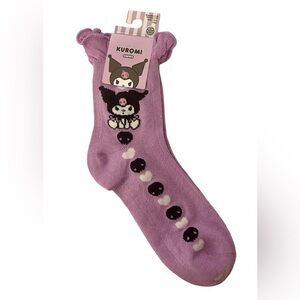 Sanrio Hello Kitty Purple Ruffled Kuromi Crew Socks Adult One Size